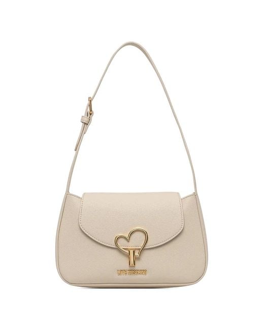 Love Moschino White Logo-Plaque Tote Bag