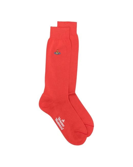 Vivienne Westwood Red Orb-Embroidery Socks