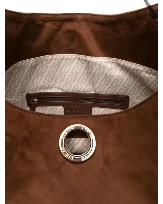 Liu Jo Brown Logo-Plaque Studded Tote Bag
