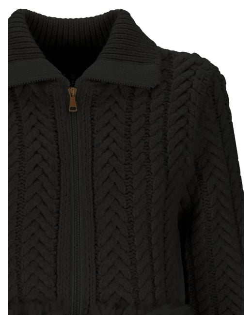 Moncler Black Cable-Knit Cardigan