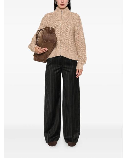 Peserico Black Striped-Pattern Trousers