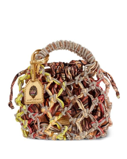 Kurt Geiger Metallic Macrame Crystal Tote Bag