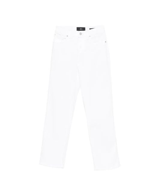7 For All Mankind White Cropped Jeans