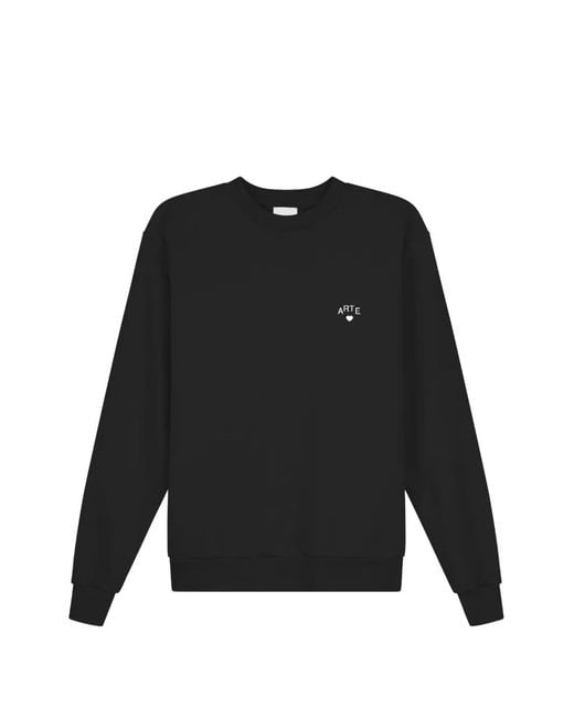 Arte' Black Logo-Embroidered Heart-Motif Sweatshirt for men