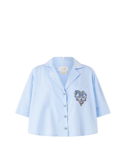 Camilla Blue Ottoman Opulence Short-Sleeves Shirt