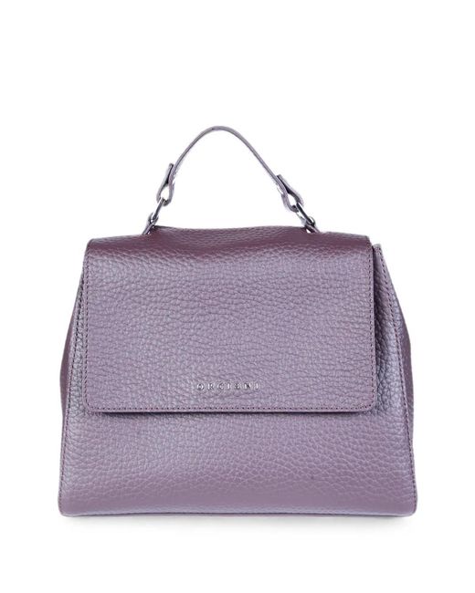 Orciani Purple Sveva Soft Grained Leather Tote Bag