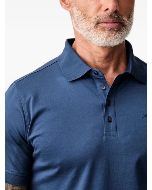 Karl Lagerfeld Blue Logo-Embroidered Short-Sleeve Polo Shirt for men