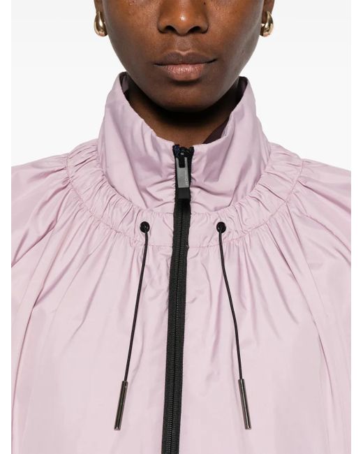 Moncler Pink Valencay Drawstring-Neck Puff-Sleeve Jacket