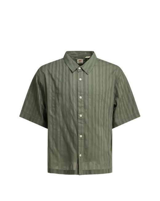Levi's Green Vertical-Stripe Short-Sleeve Shirt for men