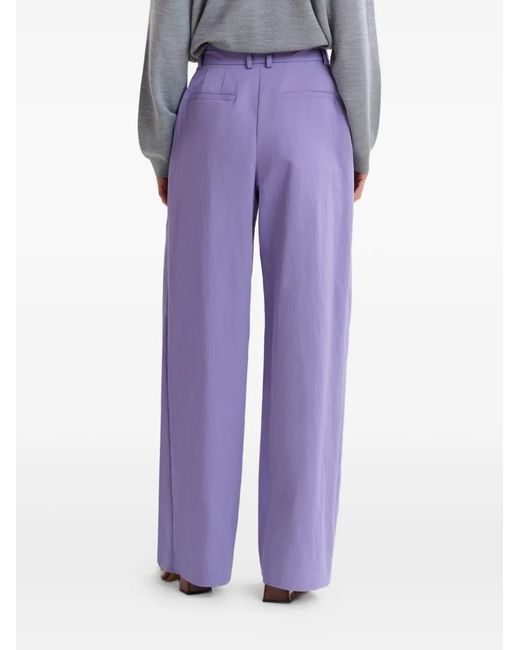 Essentiel Antwerp Purple Pleated Wide-Leg Trousers