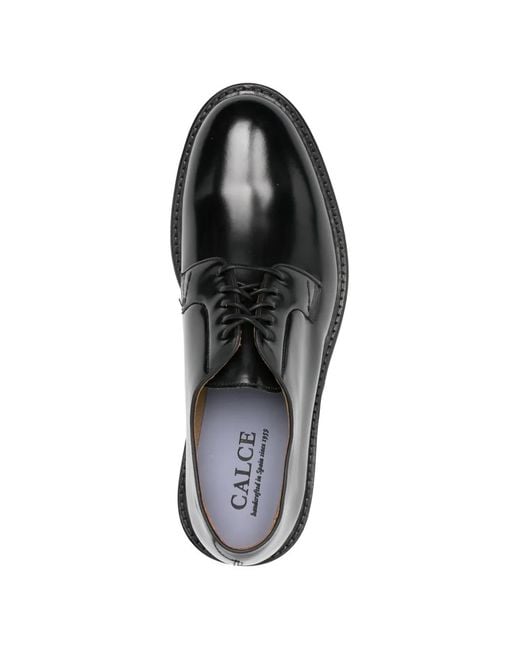 Calce Black Lace-Up Flat Derby Shoes for men