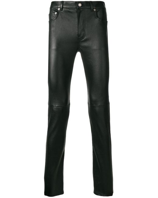 Faux Leather Trousers Shiny Wetlook Skinny Slim Fit With Studs KouCla -  Black | eBay