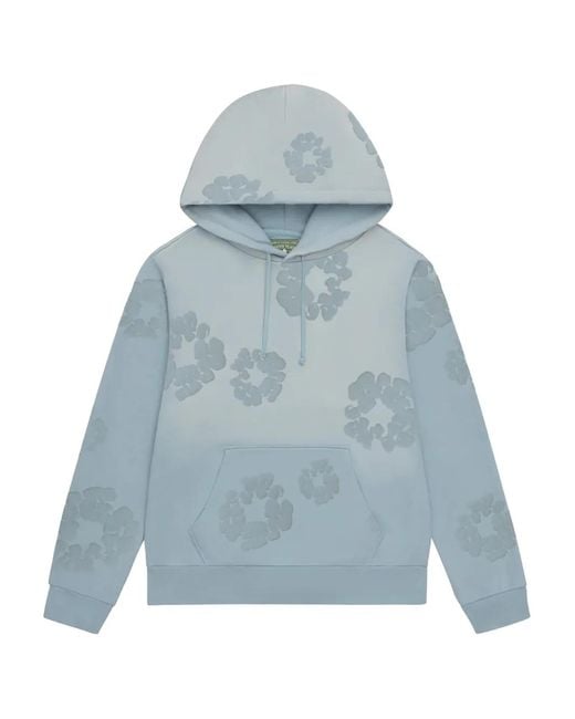 DENIM TEARS Blue Faded Mono Cotton Wreath Hoodie for men