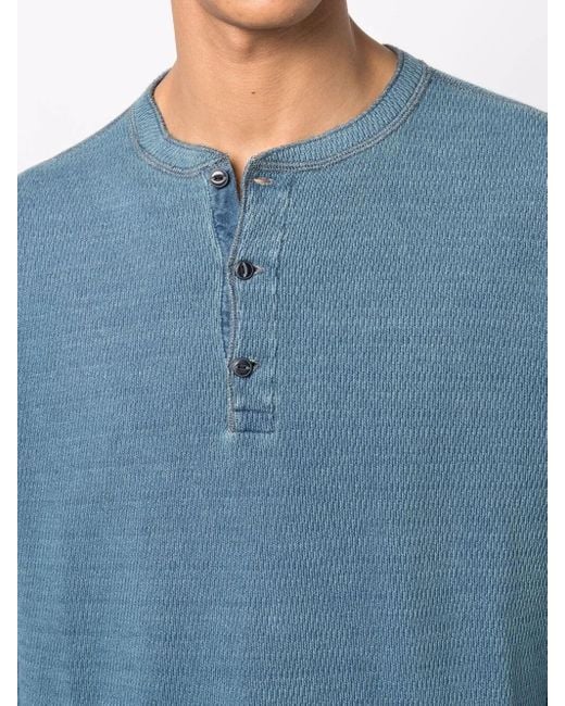 RRL Blue Button-Plaquet Cotton T-Shirt for men