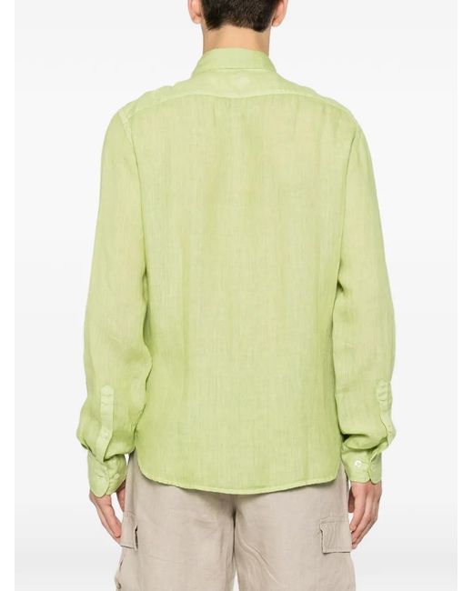 120% Lino Green Long-Sleeve Shirt for men