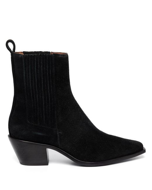 Reformation Suede Ophelia Western Chelsea Boots in Black - Lyst