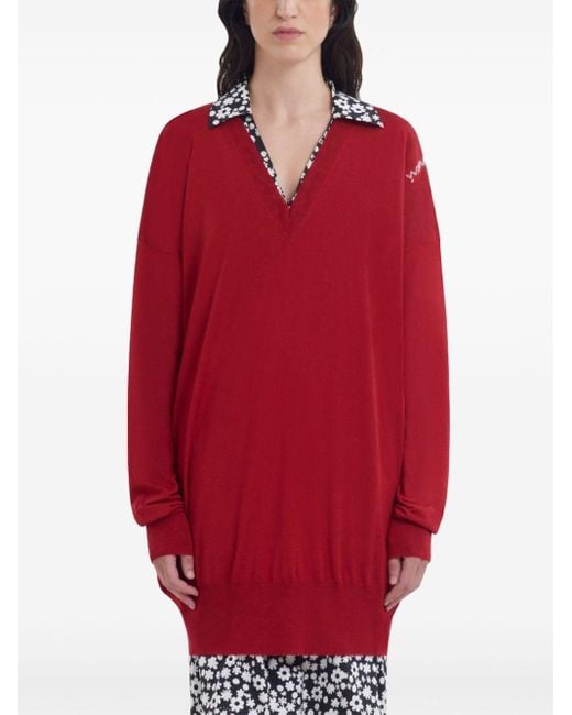 Marni Red V-Neck Jumper