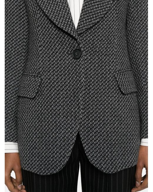 Emporio Armani Gray Single-Breasted Knitted Blazer