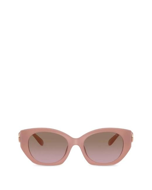 COACH Pink Logo-Plaque Cat-Eye Frame Sunglasses
