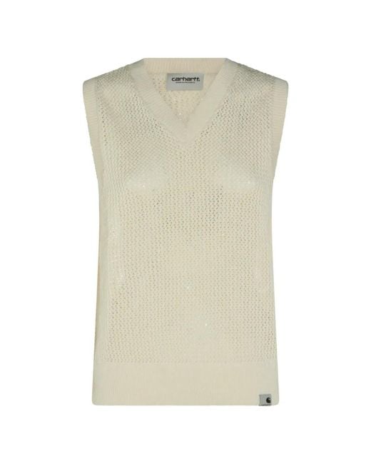 Carhartt Natural Open-Knit V-Neck Sweater