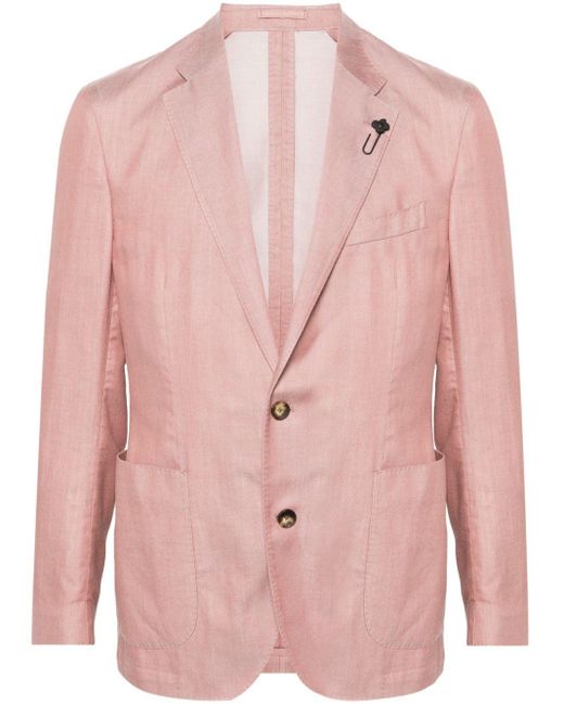 Lardini Pink Single-breasted Twill Blazer for men