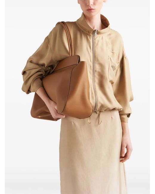 Prada Natural Gradient Twill Midi-Skirt