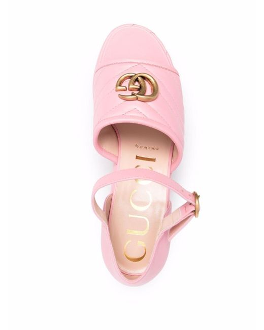 Sandales Interlocking G à plateforme Cuir Gucci en coloris Rose - Lyst