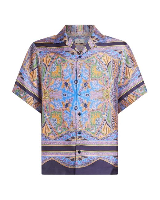 Etro Blue Graphic-Print Shirt for men