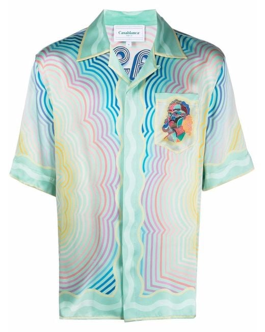 CASABLANCA Green Masao San-print Short-sleeve Shirt for men