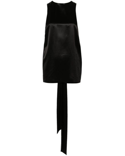 Débardeur en soie à détail de nœud Saint Laurent en coloris Black
