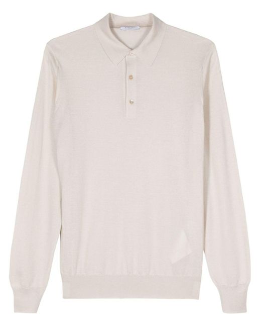 Fine-knit polo shirt Boglioli pour homme en coloris White