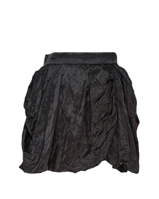 Renli Su Black Gathered Bubble-Hem Mini Skirt