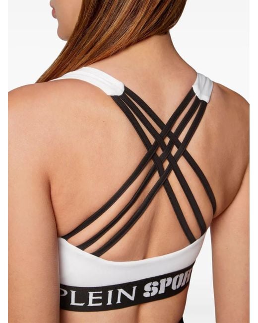 Philipp Plein White Logo-Underband Sports Bra
