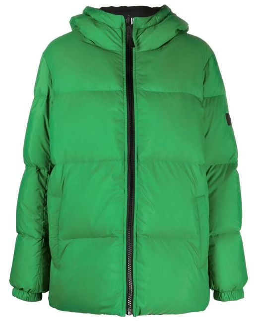 Yves Salomon Green Hooded Down-Padded Jacket