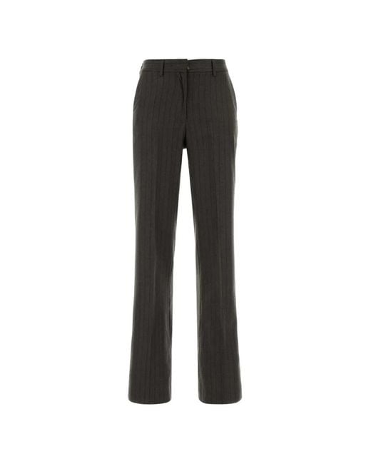 PT Torino Black Jodie Pinstripe Wool Trousers