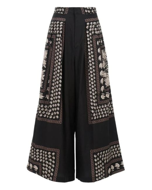 Biyan Palazzo Broek Met Patroon in het Black