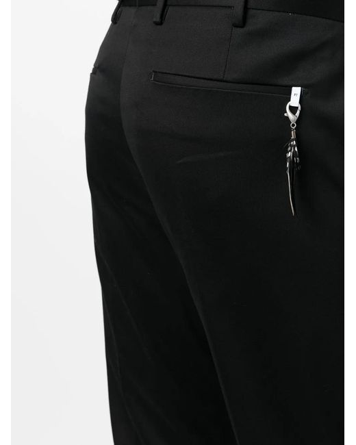 PT Torino Black Straight-Leg Cropped Trousers for men
