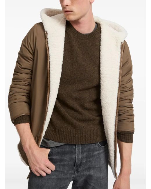 Yves Salomon Natural Reversible Shearling Hooded Jacket for men