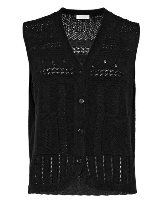 Eres ボタン ニットベスト Black