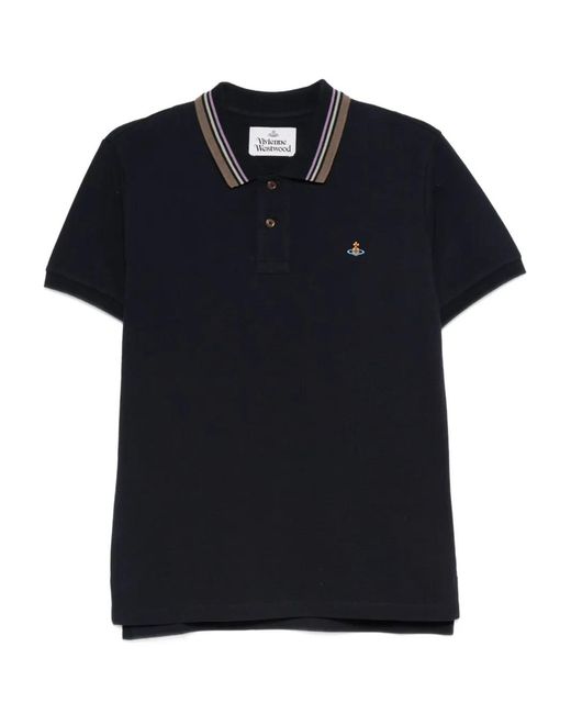 Vivienne Westwood Black Tipped-Collar Polo Shirt for men