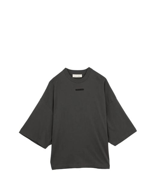 Essentials Black Logo-Patch T-Shirt for men