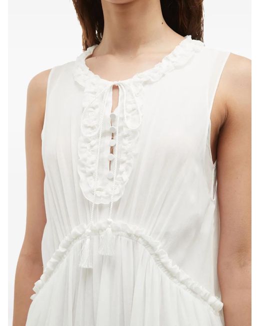 B+ AB White Embroidered-Detail Midi Dress