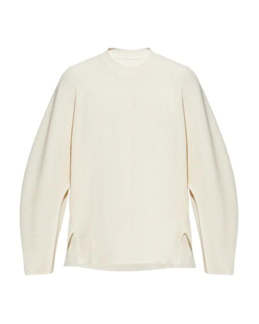 Homme Plissé Issey Miyake White Cotton Sweater for men