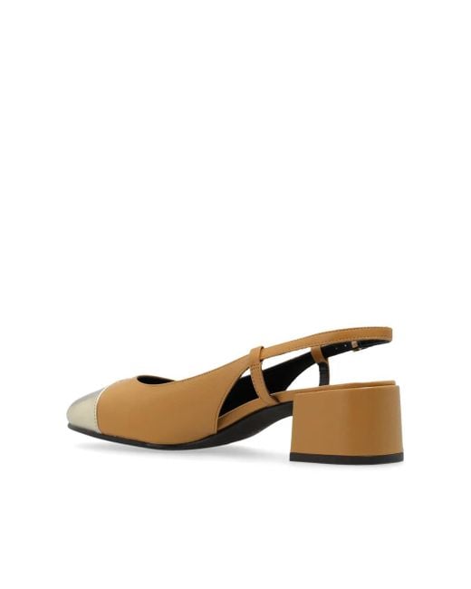 Tory Burch Brown Cap-Toe Slingback 45Mm (Ginger Shortbread/Spark) Shoes