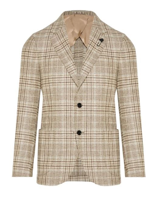 Lardini Karierter Blazer mit zwei Knöpfen in Natural für Herren