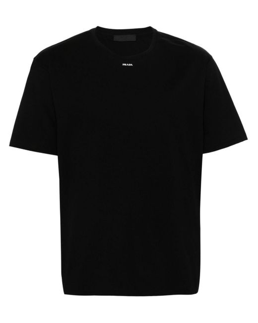 T-shirt à logo imprimé Prada pour homme en coloris Black