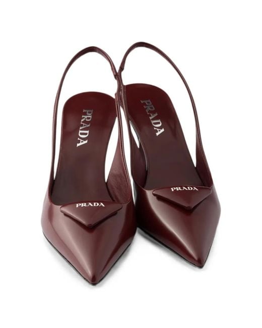 Prada Brown Escarpins En Cuir À Bride Arrière