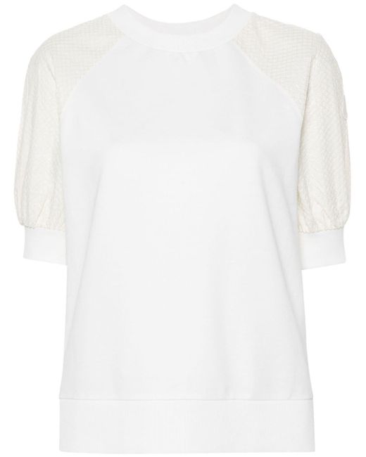 Moncler White Lace-up Detail T-shirt