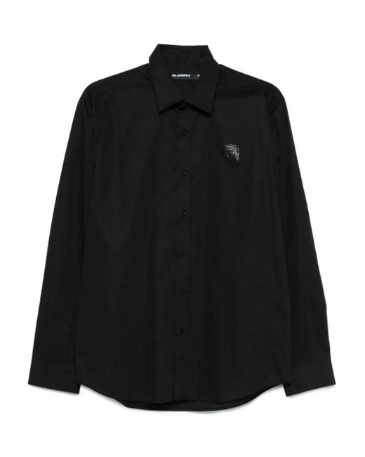 Karl Lagerfeld Black Logo-Patch Shirt for men