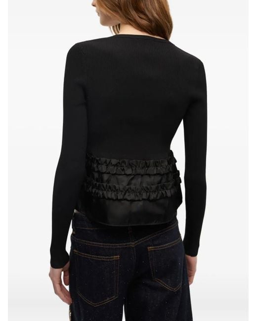 Ganni Black Ruffle-Hem Blouse